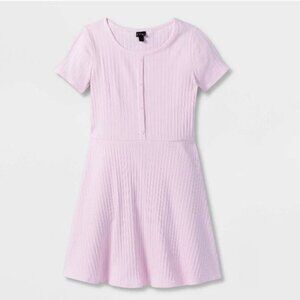 Art Class henley rib knit skater dress light pink